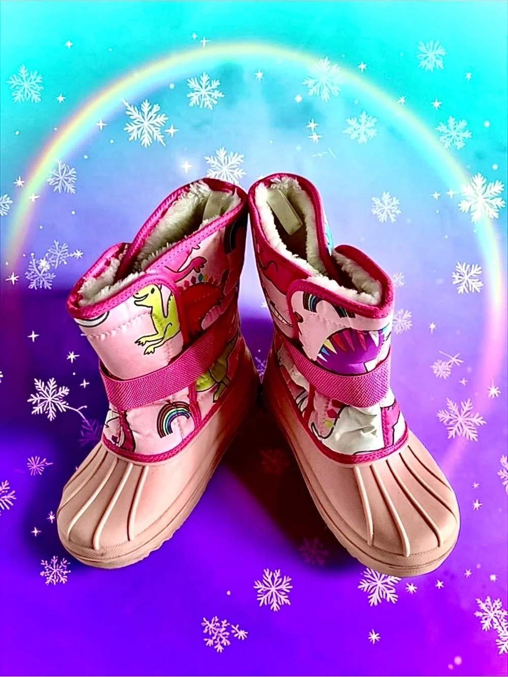 The Children’s Place Toddler Girls Boots Pink Dino Snow Size 11 EUC